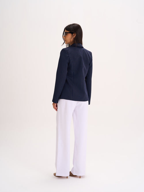 Navy Pinstripe Tailored Blazer