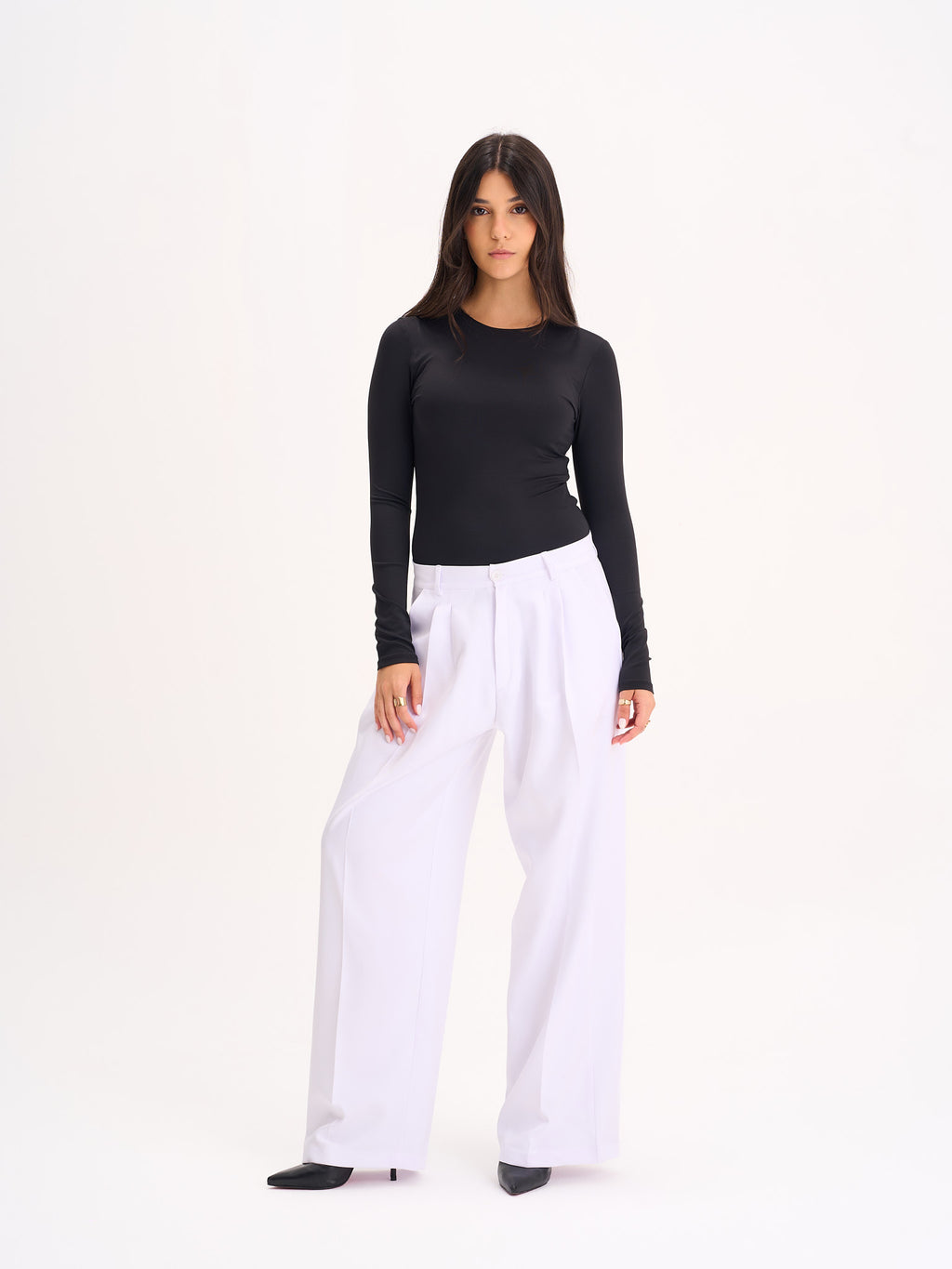 White Wide-Leg Trousers