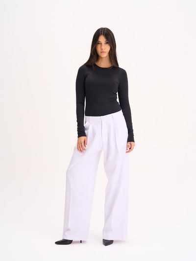 White Wide-Leg Trousers