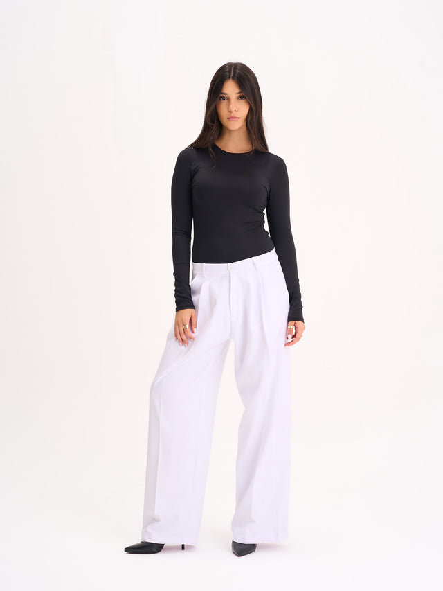White Wide-Leg Trousers