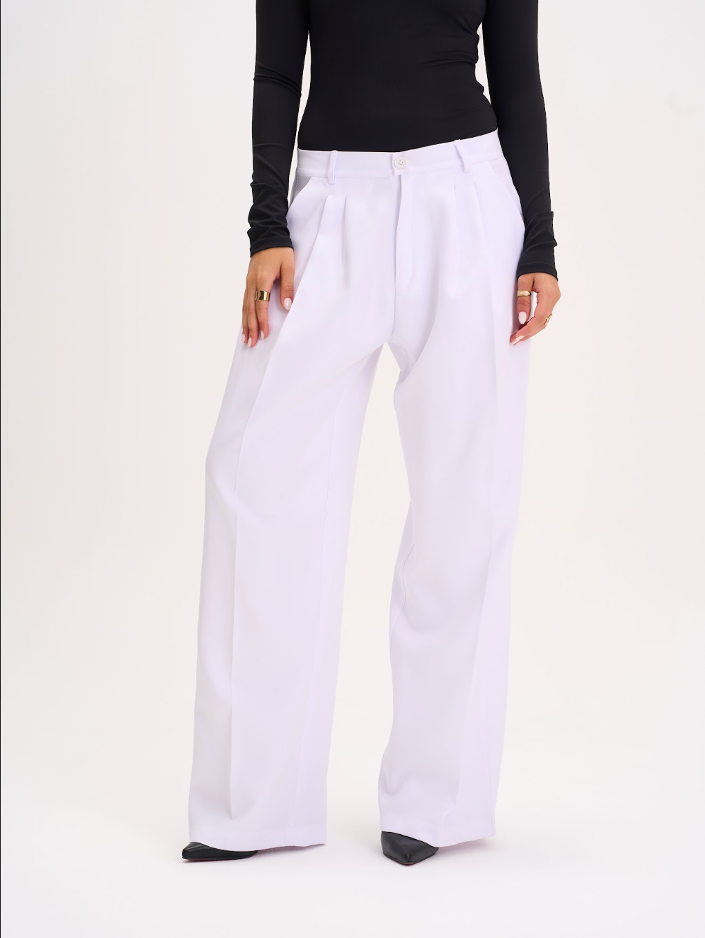 White Wide-Leg Trousers