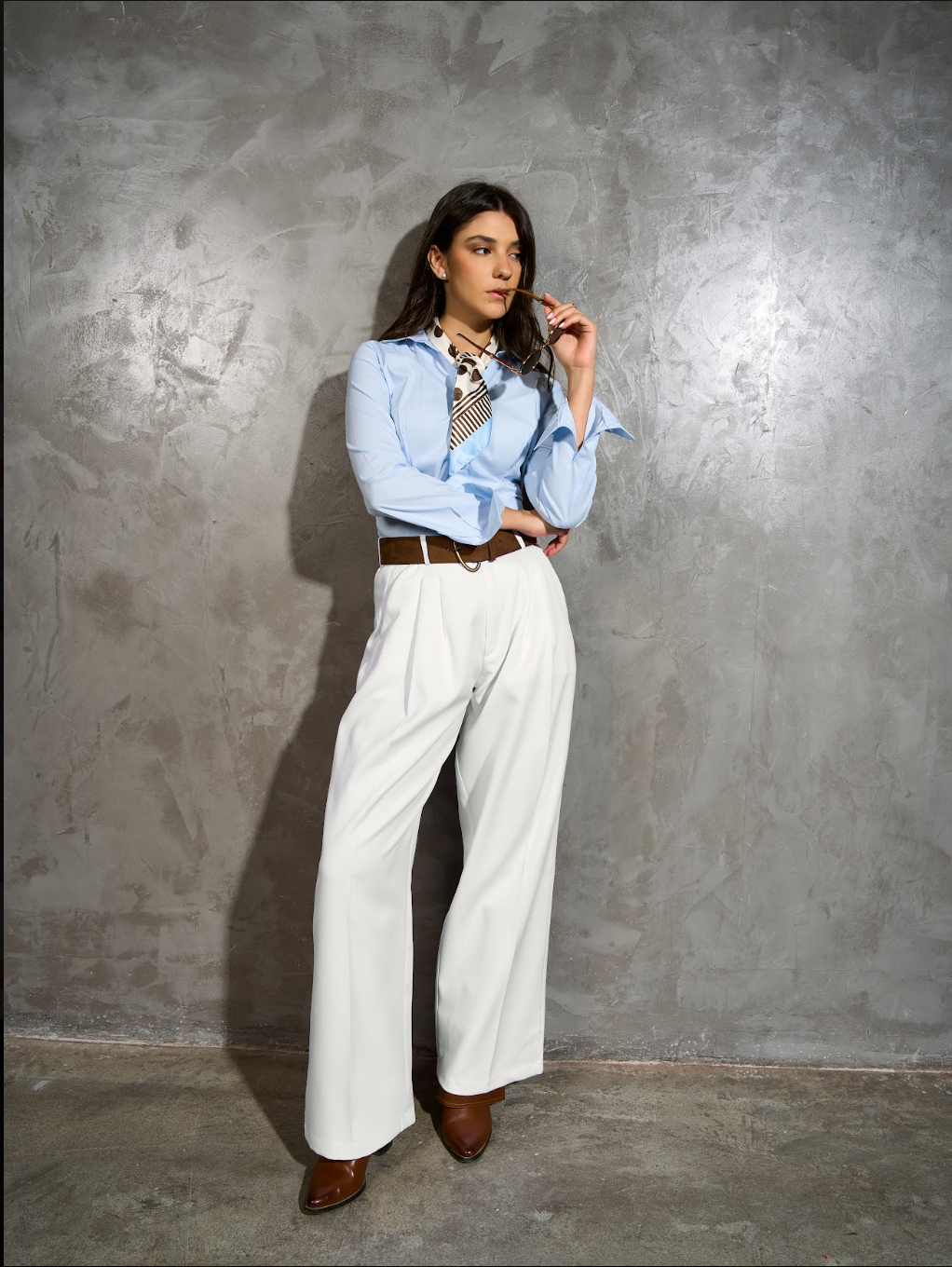 White Wide-Leg Trousers